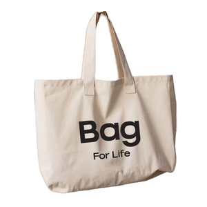 Bolsa de Lona Reutilizable Personalizada con Asa Larga de Cuerda y Patrón de Letras para Compras Diarias y Logotipo Personalizado - Product Image 1