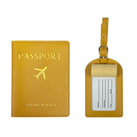 Set de Porta Pasaportes y Etiqueta de Equipaje de PU con Estampado Dorado en Caliente, Cartera para Documentos de Viaje, Correa Ajustable, Etiqueta de Equipaje con Logotipo Personalizado