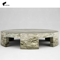 Table basse en marbre vert naturel exquis atmosphérique personnalisable de Tostone pour la décoration intérieure et extérieure