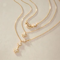 Collier personnalisé en acier inoxydable plaqué or 18 carats avec pendentif étoile à huit branches et lune en cristal blanc CZ 316L 304L, cadeaux pour femmes