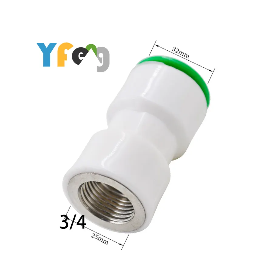 YIFENG-enchufe hembra PPR de diámetro rápido, Conector de conexión rápida, 32mm, to3/4 ", recto, 3/4 a 1/4