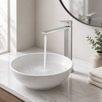 Robinet de lavabo haut en acier inoxydable 304, finition brossée, résistant à la rouille et à la corrosion, sans plomb, mitigeur de salle de bain personnalisé