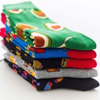Nouveauté cadeaux personnalisé drôle motif chaussettes coton équipage heureux drôle fou coloré fruits nourriture chaussettes pour hommes femmes