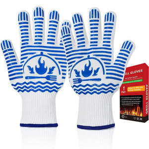 500 ° <span class=keywords><strong>Guantes</strong></span> Resistentes al Calor de Aramida con Agarre de Silicona Antideslizante para Barbacoa, Horno, Protección Contra Fuego, <span class=keywords><strong>Guantes</strong></span> de Seguridad para el Trabajo - Product Image 2