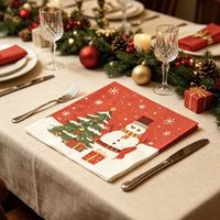 Serviettes en papier Airlaid 3 plis à thème de Noël et serviettes de table, cadeaux pour hôtels et fêtes, produits jetables écologiques à 4 plis