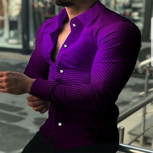 Primavera-Verão Premium Design Camisa Homens Vestem Camisas Botão até Camisa Mens - Product Image 3