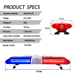 Barra de luz de ambulancia de advertencia de emergencia LED de montaje en techo rojo y azul de alta potencia barata de 47 pulgadas con altavoz y Sirena - Product Image 5