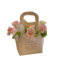 Sac fourre-tout cadeau motif fleur respirante en papier synthétique imperméable, portable, populaire sur internet, style Ins, avec impression à l'encre