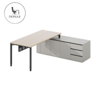 Scrivania Direzionale in MDF Facile da Montare, Scrivania Robusta per Ufficio a Forma di L in Legno Chiaro, Scrivania Estensibile e Set Sedia Ergonomica