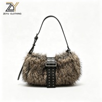 Sac à main de luxe Zeyu en fausse fourrure, style Y2K, avec fermeture éclair, pour femme, toutes saisons, sac porté épaule, doublure en coton écologique