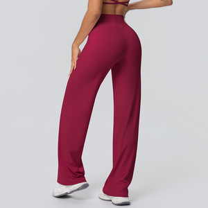 Pantalon de yoga évasé taille haute brossé personnalisé, sensation seconde peau, en nylon et élasthanne, pour fitness, gym, entraînement, jambes larges et amples, pour <span class=keywords><strong>femme</strong></span> - Product Image 5