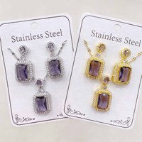 Parure de bijoux étanche en acier inoxydable 316L plaqué or 18 carats avec zircon, comprenant collier, boucles d'oreilles et bague, idéale pour mariage et soirée