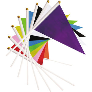 Bendera Pennant Warna Solid Kecil Mini Genggam Polos Putih Merah Biru Hitam Hijau Kuning Oranye Pink Bendera Tangan Grafiti dengan Tiang - Product Image 4