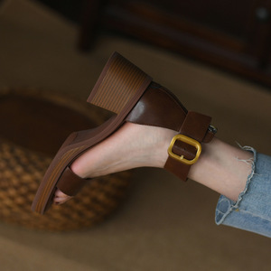 Zapatos de Plataforma Beige con Punta Cuadrada y Detalle de Nudo, Parte Superior de PU, Suela de Goma, Cómodos para Todas las Temporadas, Tacón Grueso, Envío Directo - Product Image 4