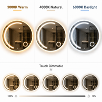Miroir LED intelligent direct usine, miroir de salle de bain anti-buée sur mesure, haut-parleur Bluetooth à gradation tactile, IP44 CE RoHS OEM