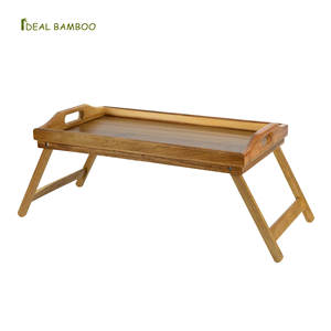 Plateaux de service pliables multifonctionnels en bois d'acacia naturel, très vendus, avec poignées latérales et pieds - Product Image 1