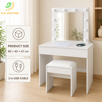 Coiffeuse Joystar avec miroir éclairé, station de maquillage avec tabouret, table de toilette pour chambre à coucher, idéale pour les projets de mobilier de salon