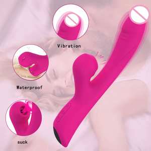 Consolador vibrador para mujeres juguetes sexuales consoladores pareja lesbiana 3 en 1 clítoris con 10 vibraciones y 3 frecuencias vibración de succión M - Product Image 3