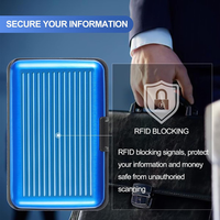 Casing saku kartu berwarna logam aluminium, tempat dompet kartu kredit ID Bisnis tahan air untuk pria dan wanita