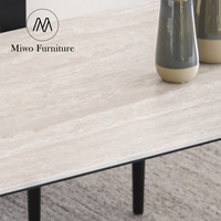 Table à manger moderne simple en bois massif noir et travertin, ensemble de salle à manger pour famille et restaurant, table et chaises pour 4 à 6 personnes