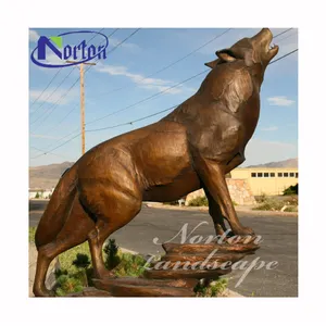 Atacado Outdoor Garden Bronze Animais Selvagens Ornamentos Life Size Antique Bronze Bronze Lobo Estátua Escultura