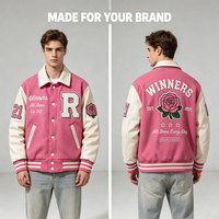 Veste universitaire rétro avec manches crème, col rabattu, broderie chenille personnalisée, veste de style universitaire OEM