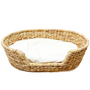 Nouveau Nid d'Éllipse Tendance pour Chatons, en Paille Tressée avec Cadre Métallique, Coussin Lavable et Support pour Chiot, Meuble de Sol - Product Image 1
