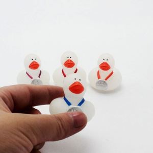 Custom Logo Wholesale Exclusive Supply PVC Children's Water Play <b>Dolls</b> 5-7 Years Squeeze-sounding Luminous Little Yellow Duck - Product Image 3