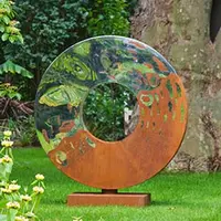 Espelho de metal para decoração de jardim, escultura de aço inoxidável