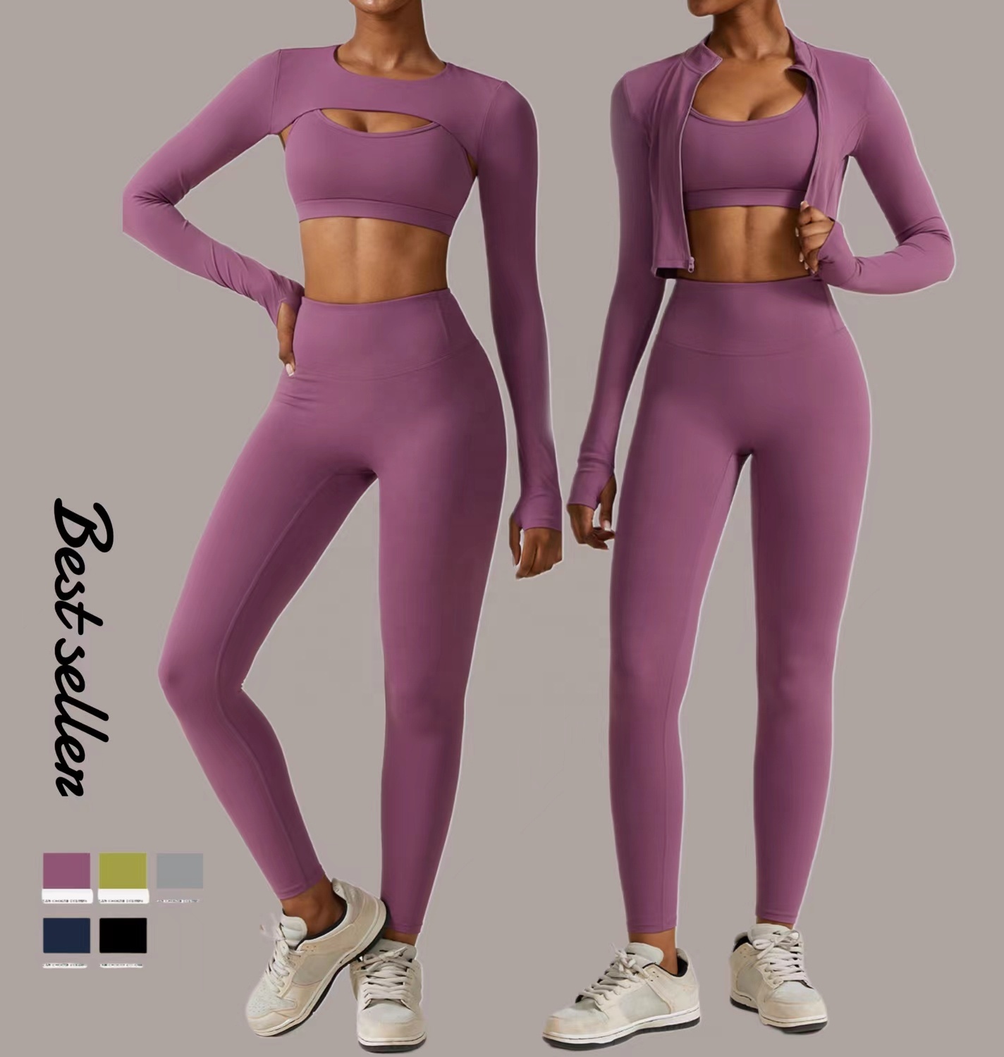 2023 Wholesale Active Wear Yoga Leggings Sports Bra Sets 3 Piece Fitness Workout Sports Suit