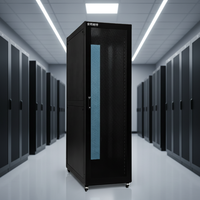 Rak Server Jaringan 19 Inch 42U, Kabinet Server Baja, Rak Server Pusat Data, Pintu Depan Berlubang untuk Rak Server Pusat Data