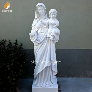Sculpture religieuse en marbre, taille de vie, église personnalisée, vierge marie, avec jésus bébé