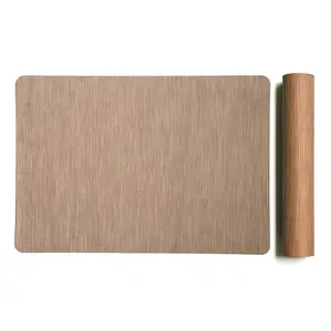 pvc leather Western placemat table mat light luxury rectangular wood grain Nordic wind household oil proof heat insulation mat