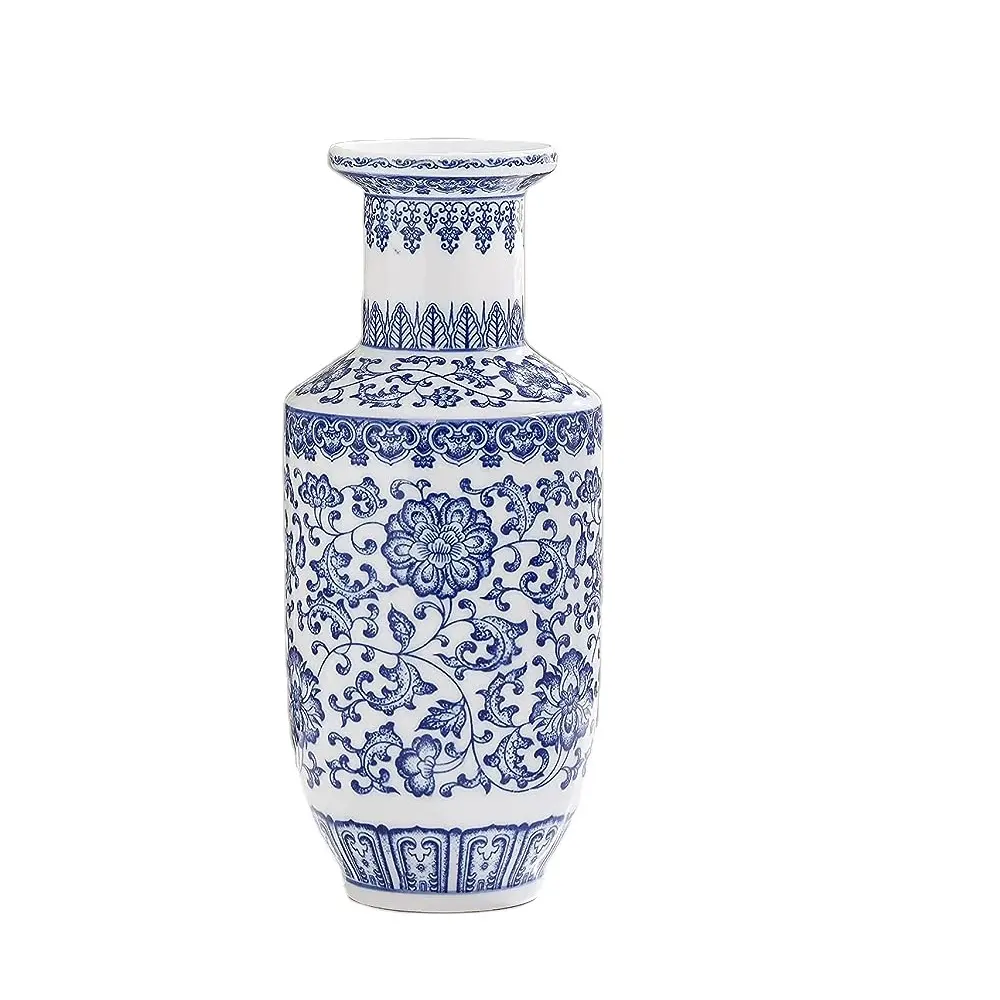 Chinês azul e branco porcelana vaso tamanho grande ming dinastia porcelana chinesa vaso porcelana luxo decoração para casa vaso