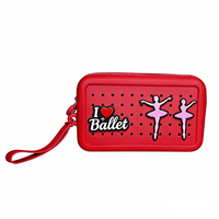 Portefeuille court pour femme Chinfai en silicone au design mignon, avec fermeture éclair à pompon, porte-monnaie étanche, portefeuille DIY à trous et breloques de dessin animé