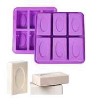 Nouvelles Idées Moule en Silicone à 6 Cavités Motif Rectangulaire Ovale pour Savon Artisanal de Marseille DIY