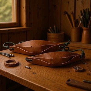 Étui en cuir véritable pour <span class=keywords><strong>lance</strong></span>-<span class=keywords><strong>pierre</strong></span> de style ancien, pour sports de plein air, chasse, durable, léger et portable - Product Image 4
