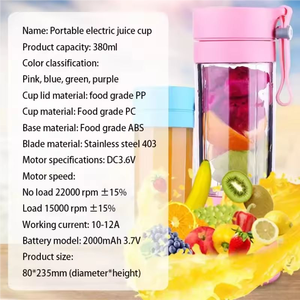 Licuadora Portátil Recargable USB para el Hogar, Mini Licuadora Personal para Frutas y Smoothies con 6 Cuchillas, Venta al por Mayor - Product Image 2