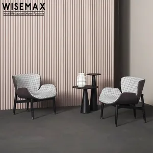 WISEMAX kursi kulit kain lengan mewah, kursi aksen lengan untuk ruang tamu