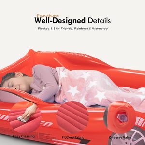 Red Race Car Shaped Kids <b>Inflatable</b> Travel Bed for Toddlers Camping Home Hotel - Product Image 4