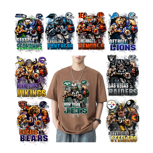 Venta al por mayor patrón personalizado DTF Transferencia de Calor <span class=keywords><strong>NFL</strong></span> diseño de pelado en caliente listo para enviar pegatinas de vinilo Transferencia de hierro para <span class=keywords><strong>ropa</strong></span> - Product Image 2