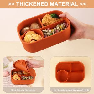Multi-functional silicone 4-grid lunch <b>box</b>, heat insulation and separation, microwave oven bento children's lunch <b>box</b> available - Product Image 2