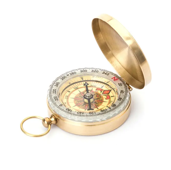 High Precision Flip Brass Compass Reinforced Long-acting Luminous High-grade Pocket Watch Compass