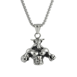 Pendentif taureau en acier inoxydable, collier à thème animal pour hommes et femmes, cadeau 19011 - Product Image 5