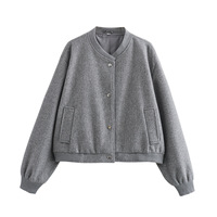 Veste bomber courte à manches longues décontractée pour femmes, douce et respirante, automne/hiver