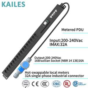 KAILES(KLS) Série K33 PDU Medido de 32A Monofásico 200-240VAC com 16 Tomadas Brasileiras, Medidor de Energia AV Hot Swappable para Uso Industrial - Product Image 6