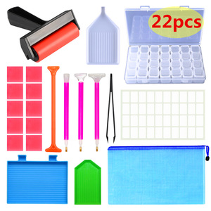 22 pièces, outils et accessoires de peinture diamant 5d, boîte de rangement de rouleau de peinture diamant, Kit d'outils à bas prix Offre Spéciale - Product Image 1