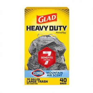 Glad ForceFlex Heavy Duty Biodegradable Plastic Trash Bags Mountain Air Scent 3-6L Capacity 40 Count - Product Image 1