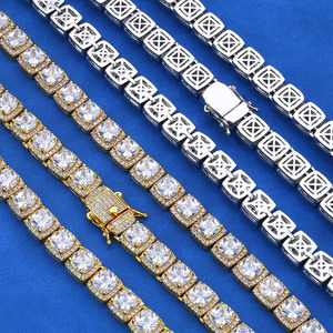 Collar con colgante de moissanita de plata de ley 925, diseño de cubo de azúcar, cadena de bloques cuadrados, estilo Hip Hop, VVS, con incrustaciones brillantes, probador de diamantes GRA - Product Image 2