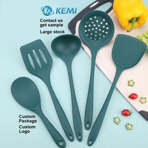 Wholesale 5-Piece Kitchen Utensil Set Eco-Friendly Dishwasher <b>Safe</b> Silicone Soup Spoon Spatula Cooking <b>Tools</b> Nonstick - Product Image 1